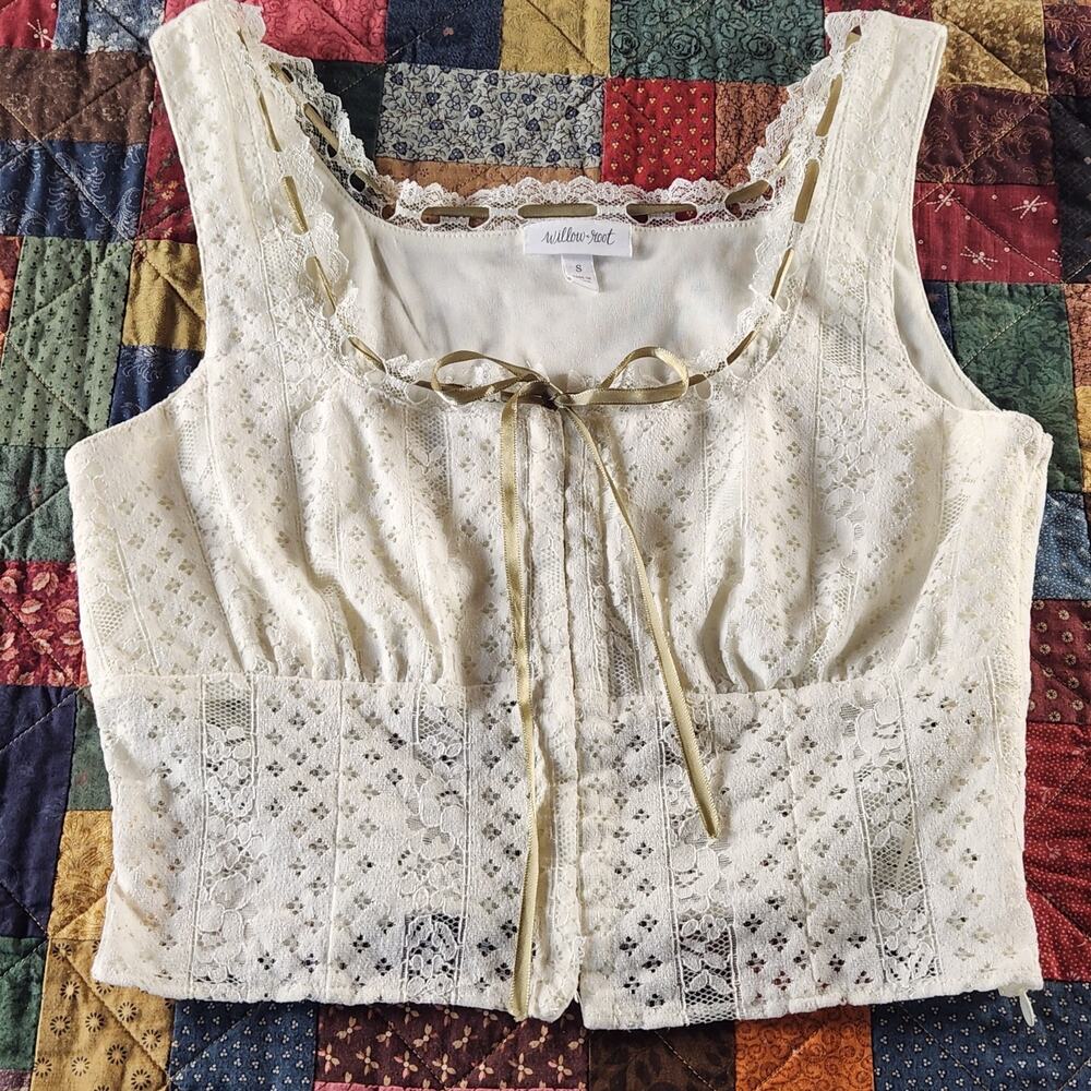 Willow + Root Lace Milkmaid Bustier Top Boho Coquette Cottagecore Cream S